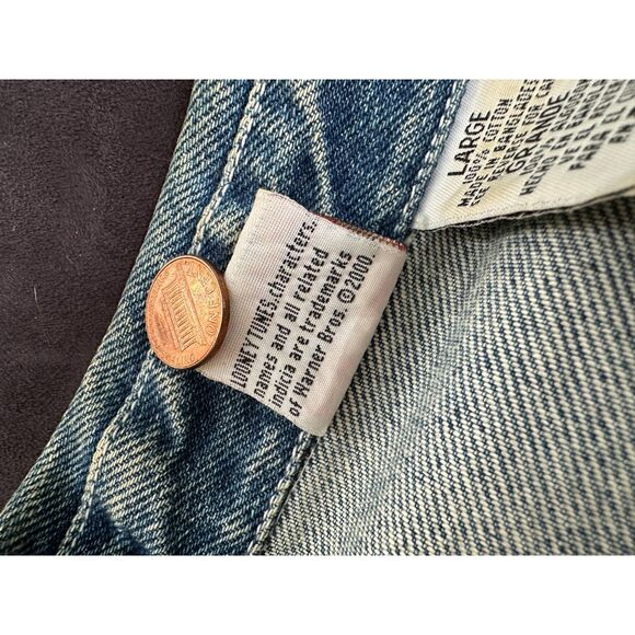 Vintage Y2k Looney Tunes Tweety Bird Jean Jacket Blue Denim size Large - Picture 5 of 13